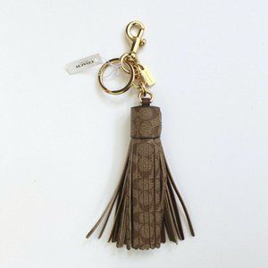 Coach Signature Canvas Tassel Key Ring Bag Charm Brown